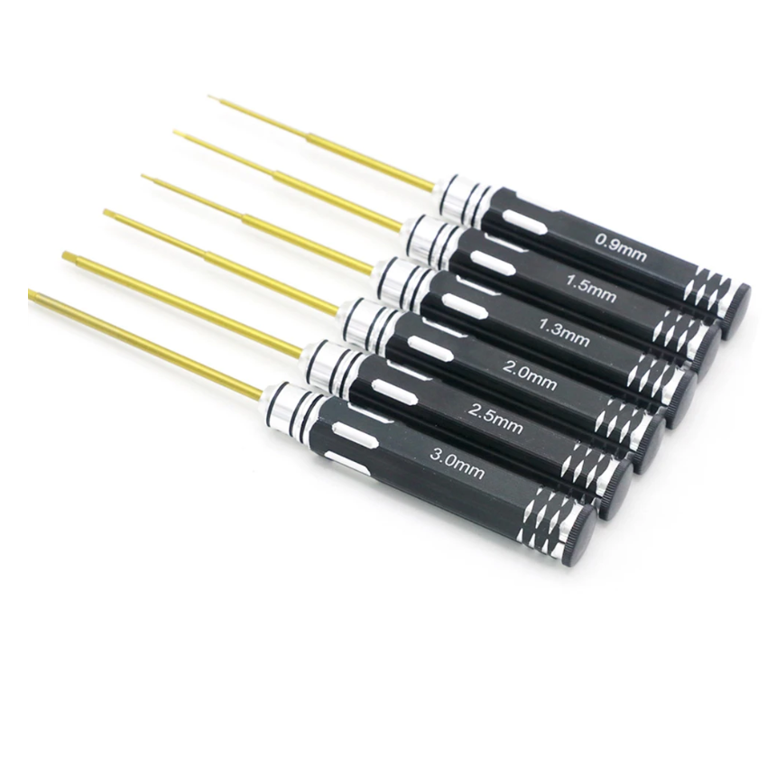 6 Pcs Hex Screw Driver Set Titanium Plating Hardened 0.9 1.3 1.5 2.0 2.5 3.0mm Screwdriver For Rc Drone Rc Toys