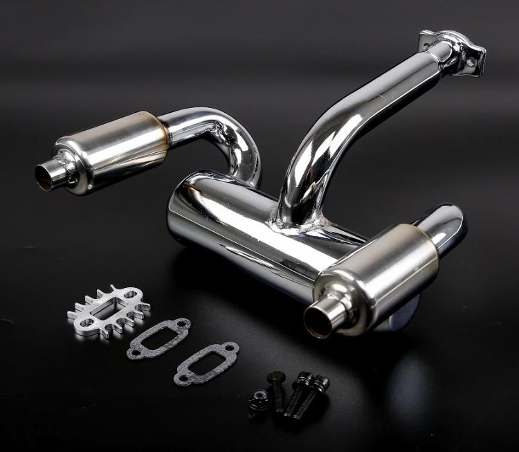 ( Special for UK ) Twin Steel Silence Exhaust Pipe for Hpi Rovan Kingmotor Baja 5b Ss 5t 5sc