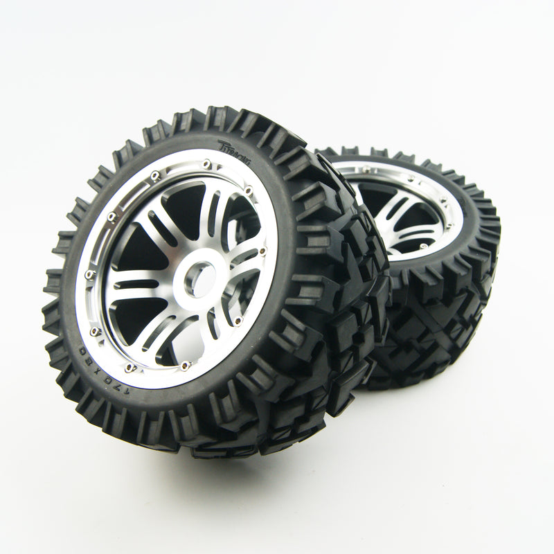 ( CN ) Front Rear All Terrain Tyre tire Wheel with Half Alloy Wheel for Rovan King Motor HPI baja 5b SS