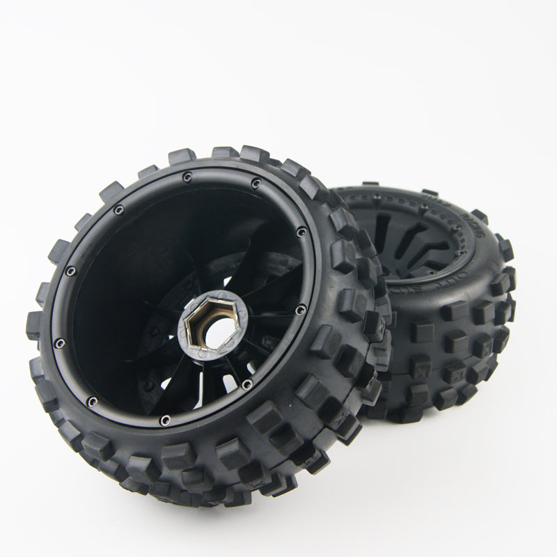 (CN) Rear knobby tire wheel kit for hpi km rovan baja 5b buggy with 24mm metal hex