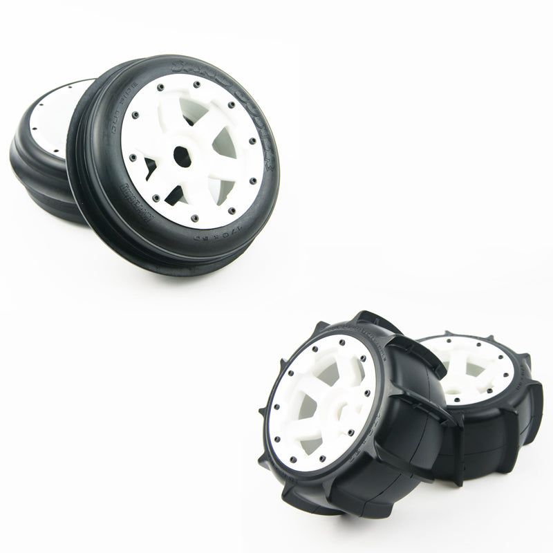 ( CN ) Front Rear sand tires with white wheels kit for hpi rovan km baja 5b ss